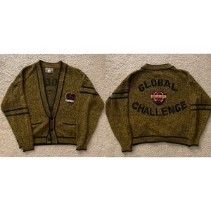 Vintage Bugle Boy Global Challenge Cardigan Sweater Size XL